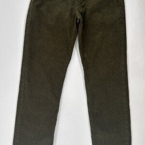 GAP Denim Mens Corduroy Pants 33x32 Green Slim Straight Preppy School Stretch
